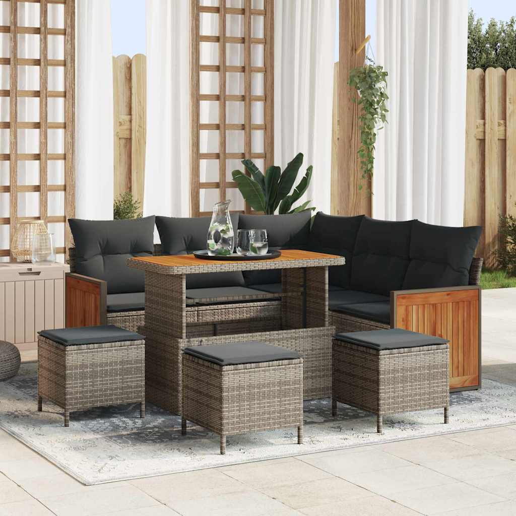 vidaXL Garten-Sofa-Set 8 pcs Schwarz und Braun Poly-Rattan