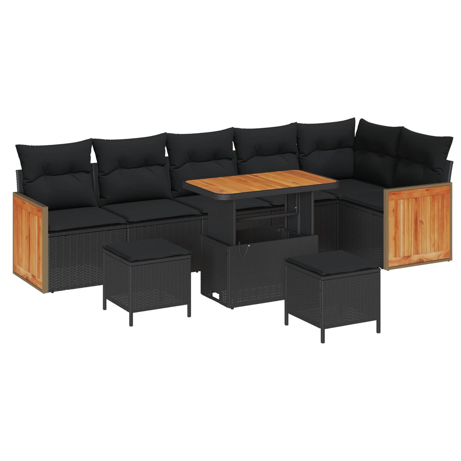 vidaXL Garten-Sofa-Set 9 pcs Schwarz und Braun Poly-Rattan