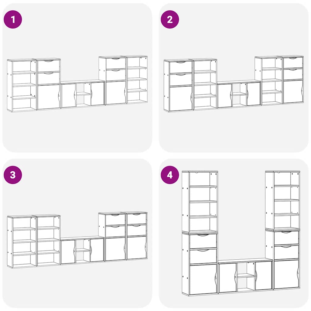 vidaXL 5-tlg. Wohnwand mit Stauraum ODDA Massivholz Kiefer