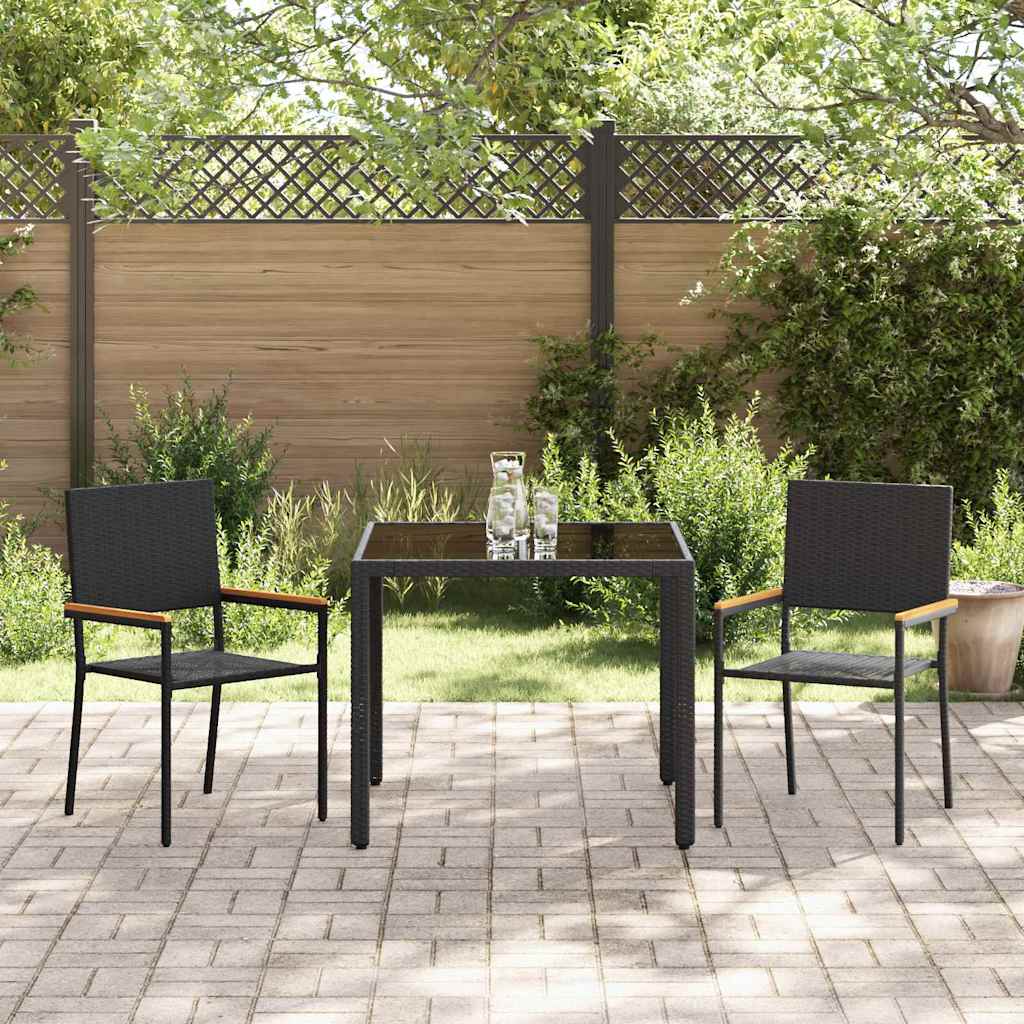 vidaXL Garten Essgruppe 3 pcs Schwarz Poly-Rattan