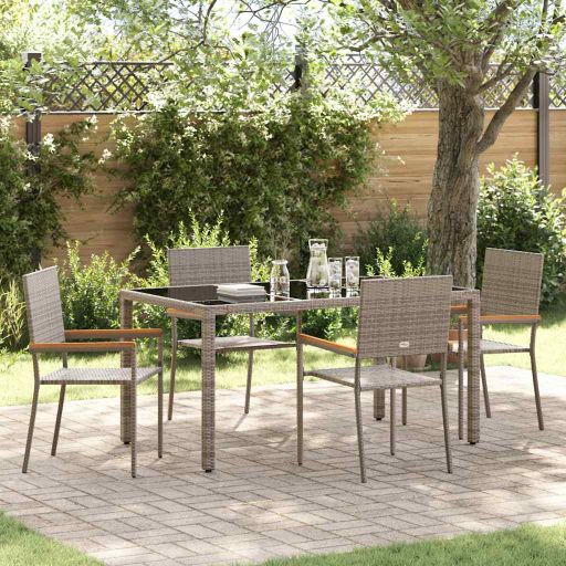 vidaXL Garten Essgruppe 3 pcs Schwarz Poly-Rattan