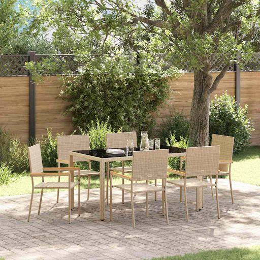 vidaXL Garten Essgruppe 3 pcs Schwarz Poly-Rattan