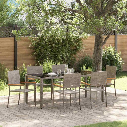 vidaXL Garten Essgruppe 3 pcs Schwarz Poly-Rattan
