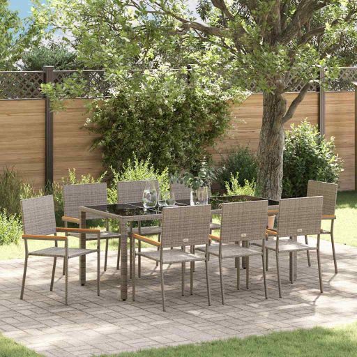 vidaXL Garten Essgruppe 3 pcs Schwarz Poly-Rattan