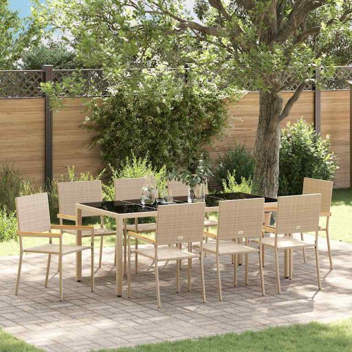 vidaXL Garten Essgruppe 3 pcs Schwarz Poly-Rattan