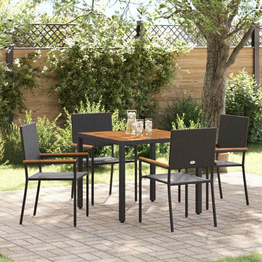 vidaXL Garten Essgruppe 3 pcs Schwarz Poly-Rattan