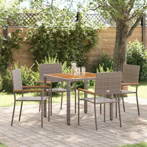 vidaXL Garten Essgruppe 3 pcs Schwarz Poly-Rattan
