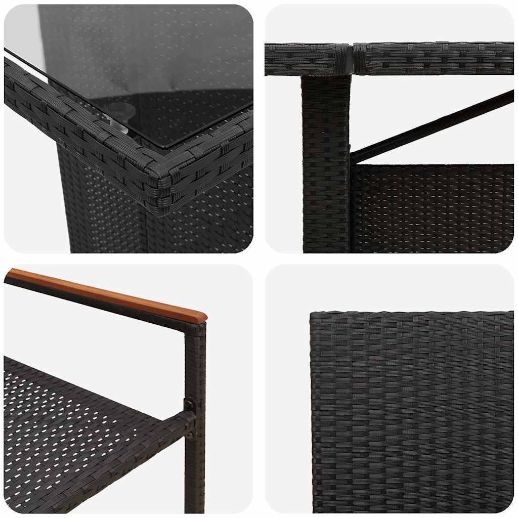 vidaXL Garten Essgruppe 9 pcs Schwarz Poly-Rattan