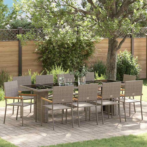 vidaXL Garten Essgruppe 9 pcs Schwarz Poly-Rattan