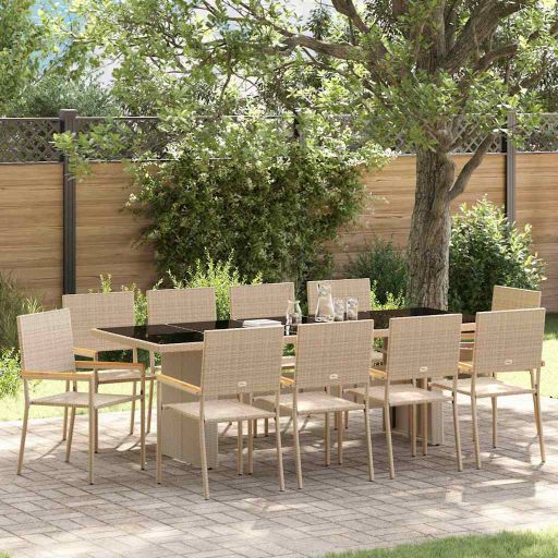 vidaXL Garten Essgruppe 9 pcs Schwarz Poly-Rattan