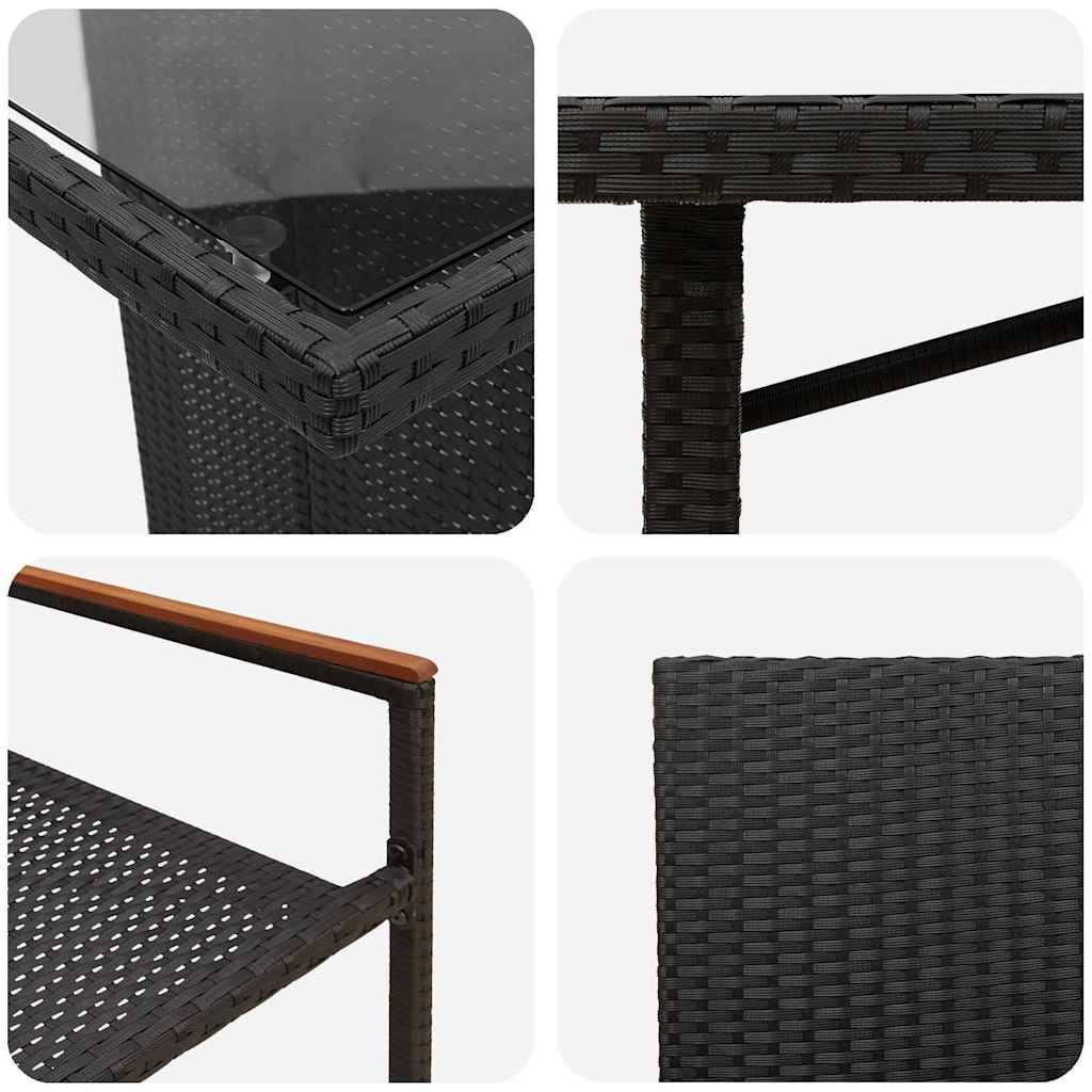 vidaXL Garten Essgruppe 7 pcs Schwarz Poly-Rattan