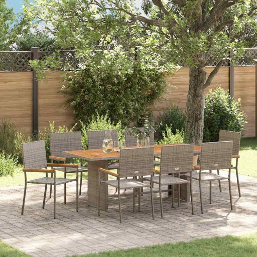 vidaXL Garten Essgruppe 7 pcs Schwarz Poly-Rattan