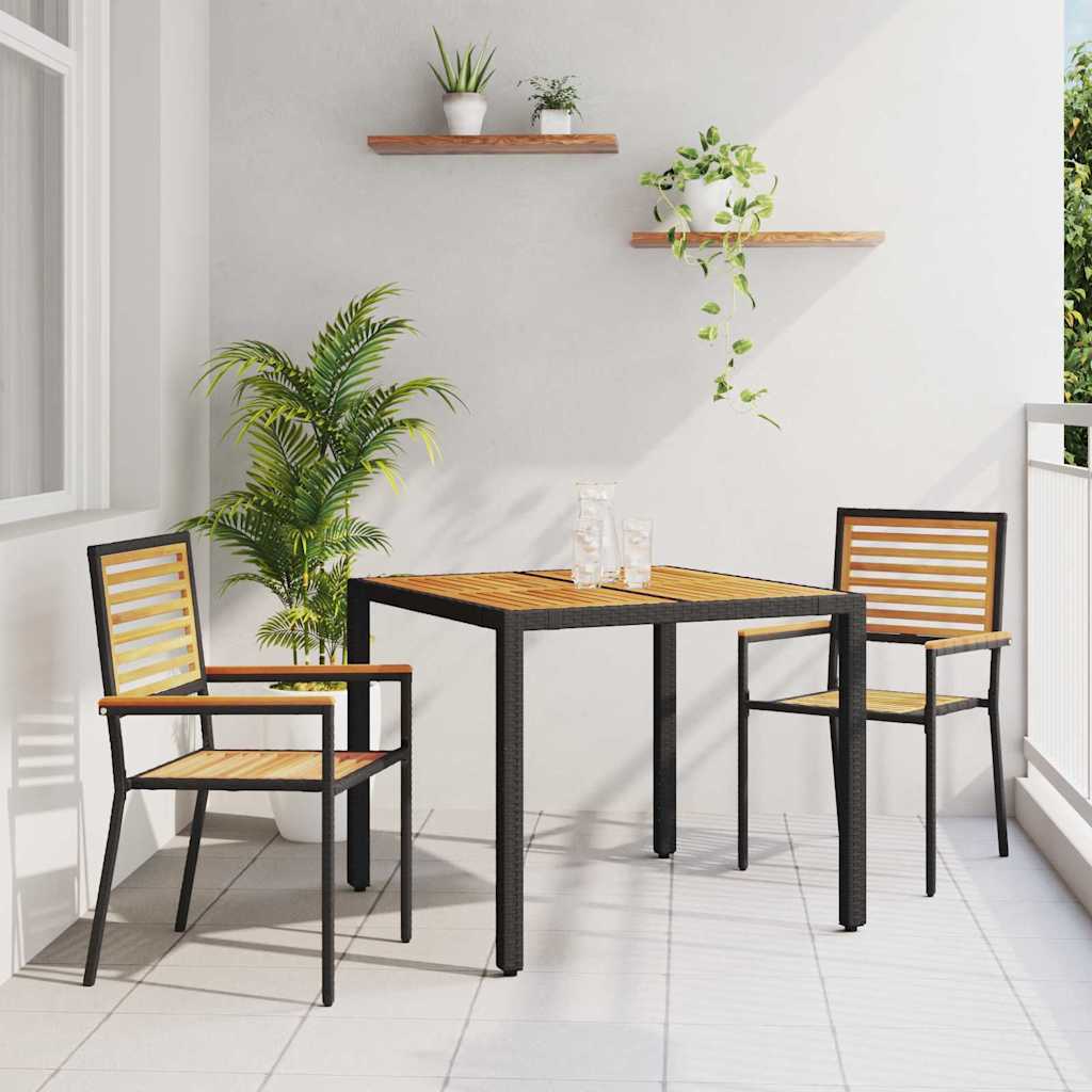 vidaXL Garten Essgruppe 3 pcs Schwarz und Braun Poly-Rattan
