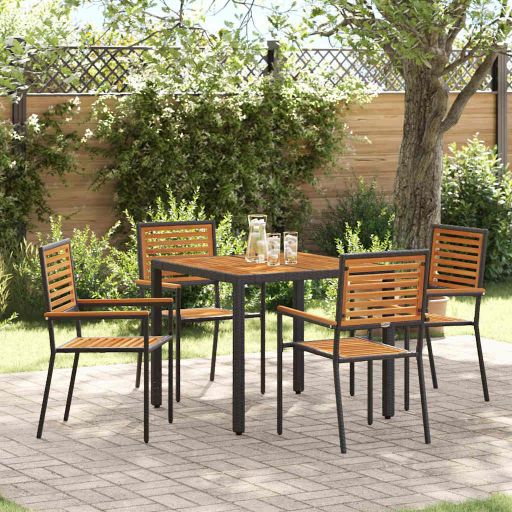vidaXL Garten Essgruppe 3 pcs Schwarz und Braun Poly-Rattan