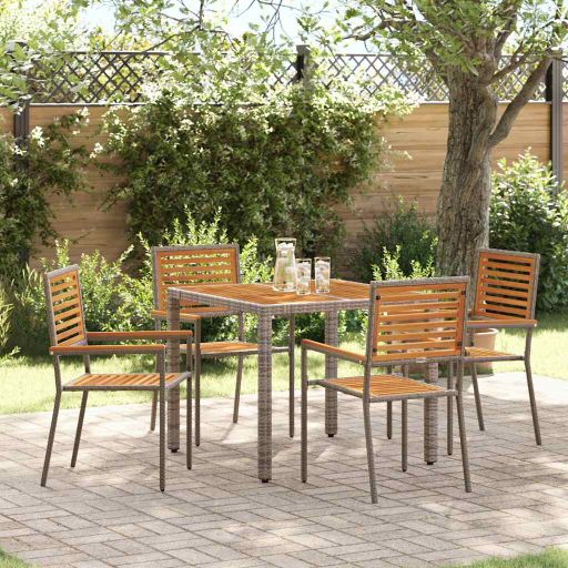 vidaXL Garten Essgruppe 3 pcs Schwarz und Braun Poly-Rattan
