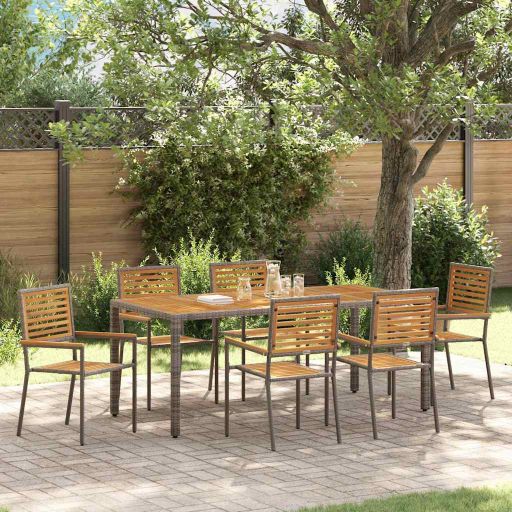 vidaXL Garten Essgruppe 3 pcs Schwarz und Braun Poly-Rattan