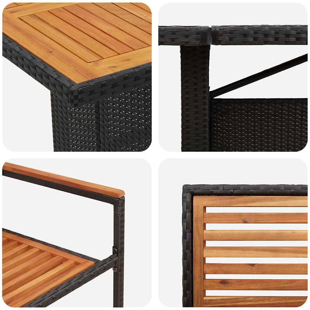 vidaXL Garten Essgruppe 9 pcs Schwarz und Braun Poly-Rattan