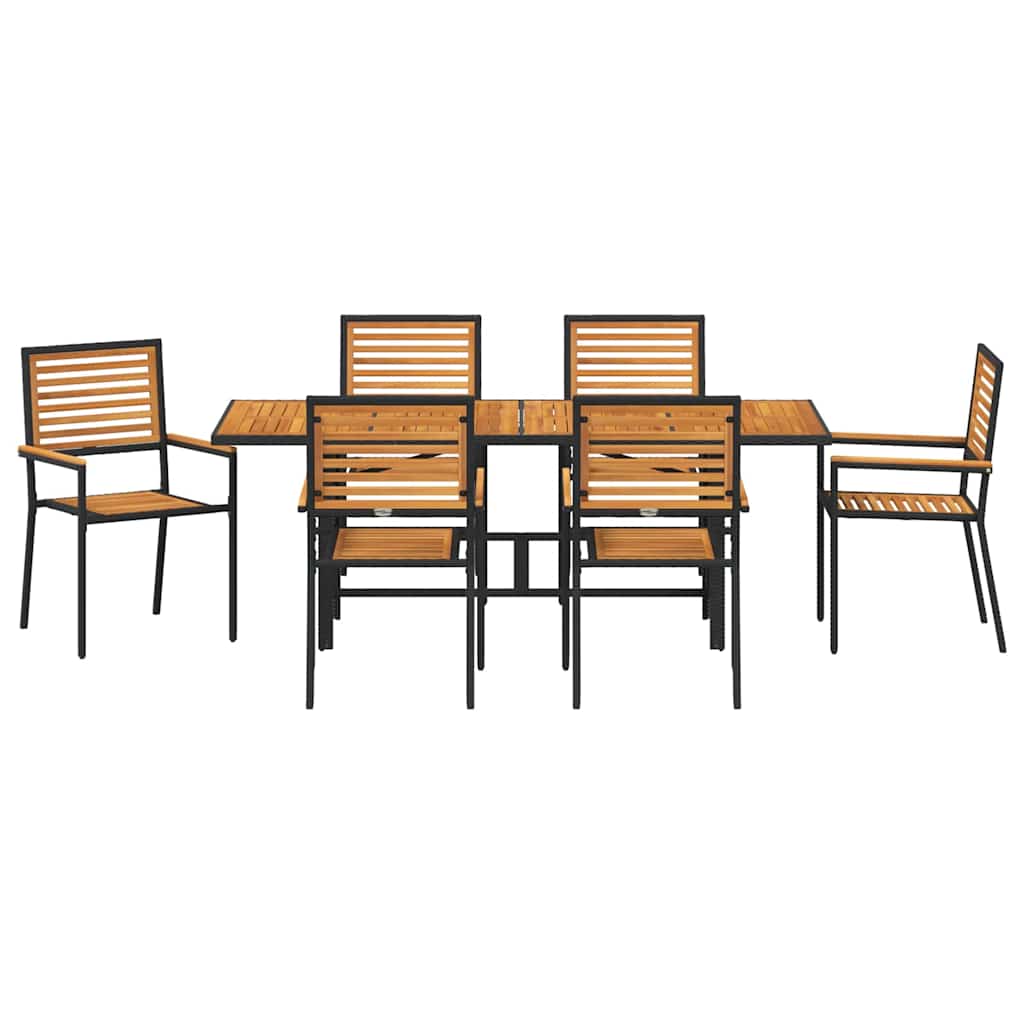 vidaXL Garten Essgruppe 7 pcs Schwarz und Braun Poly-Rattan