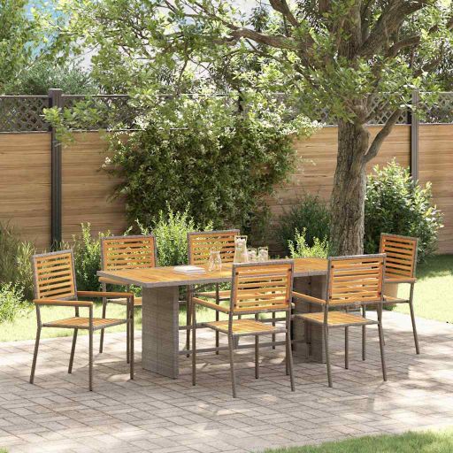 vidaXL Garten Essgruppe 7 pcs Schwarz und Braun Poly-Rattan