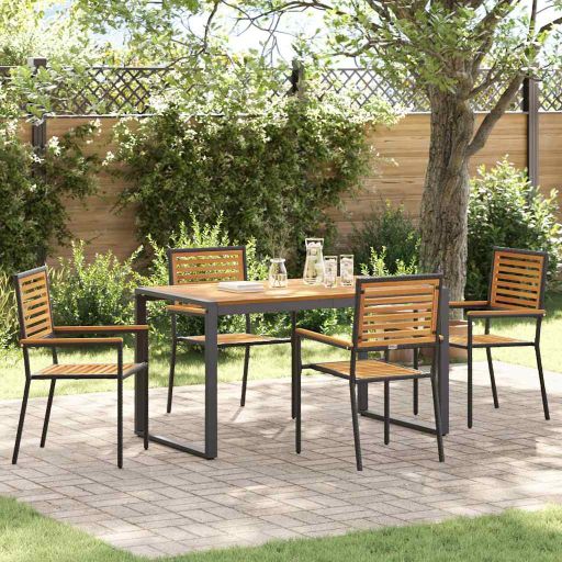 vidaXL Garten Essgruppe 5 pcs Schwarz und Braun Poly-Rattan