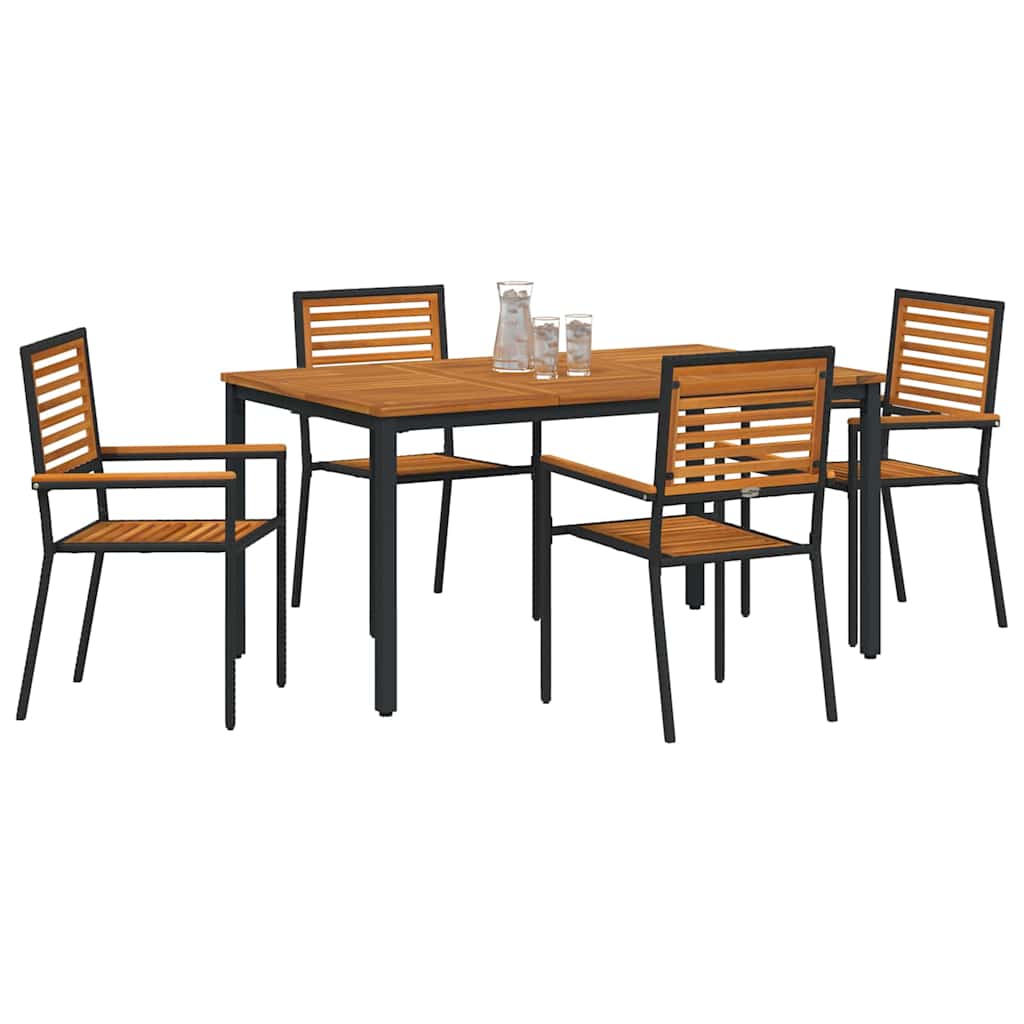 vidaXL Garten Essgruppe 5 pcs Schwarz und Braun Poly-Rattan