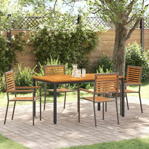 vidaXL Garten Essgruppe 5 pcs Schwarz und Braun Poly-Rattan