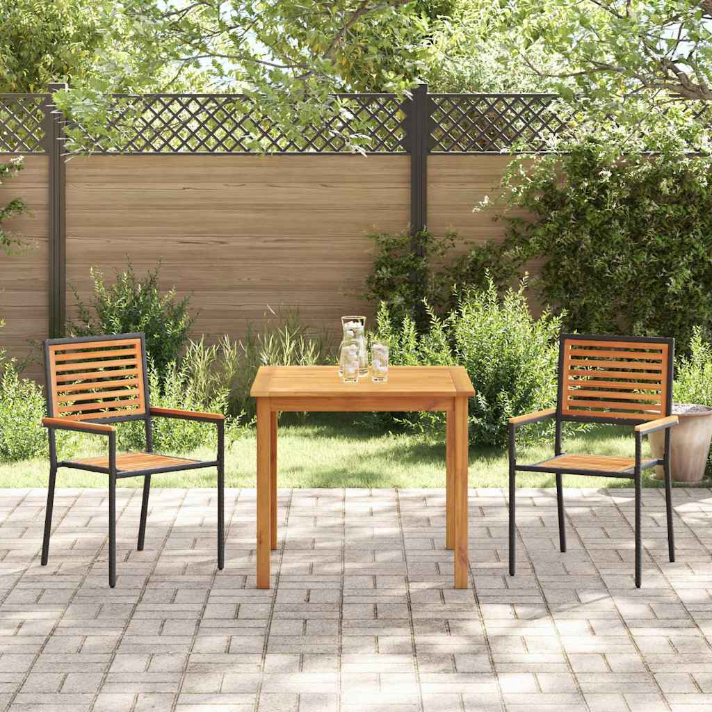 vidaXL Garten Essgruppe 3 pcs Schwarz Massivholz Akazie