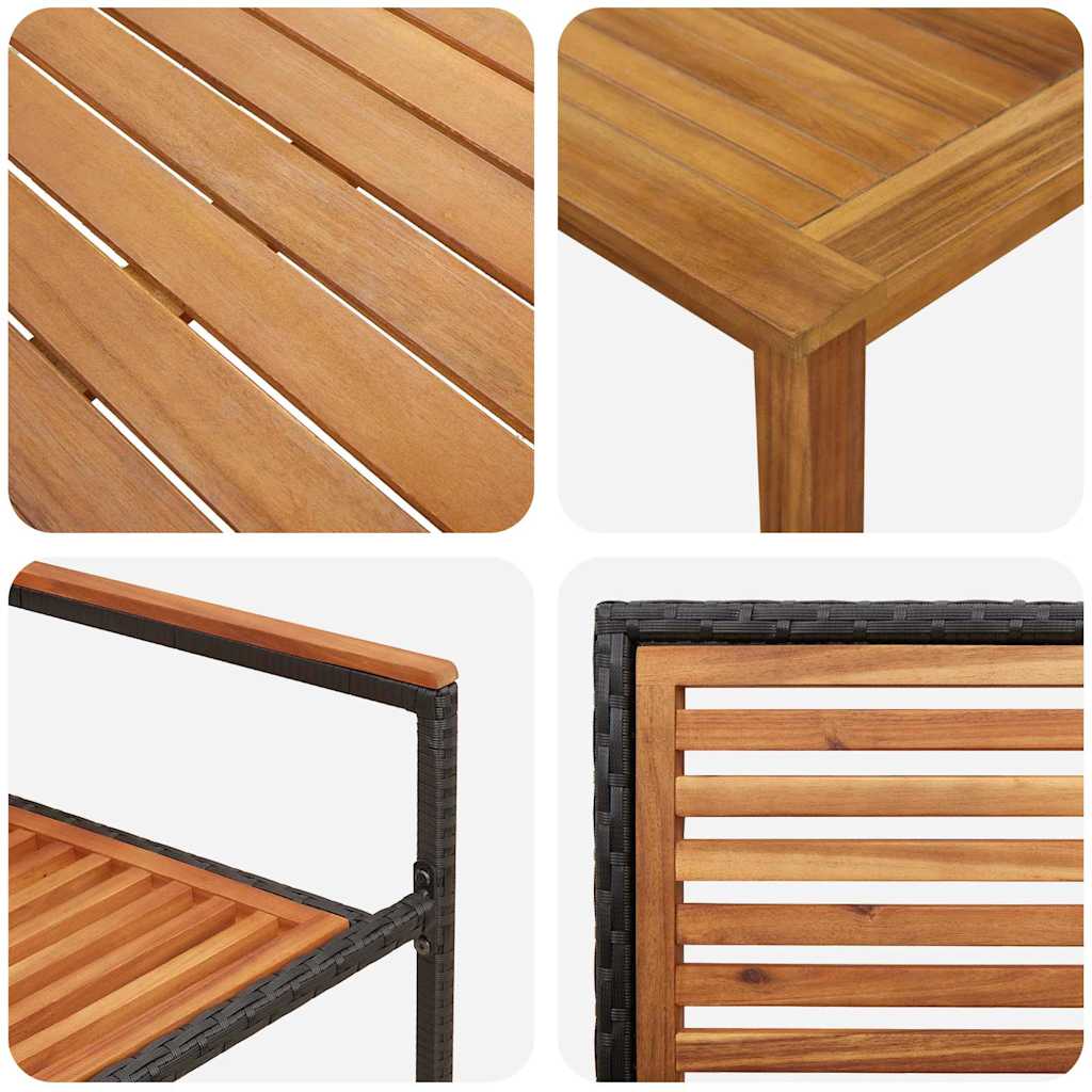 vidaXL Garten Essgruppe 3 pcs Schwarz Massivholz Akazie