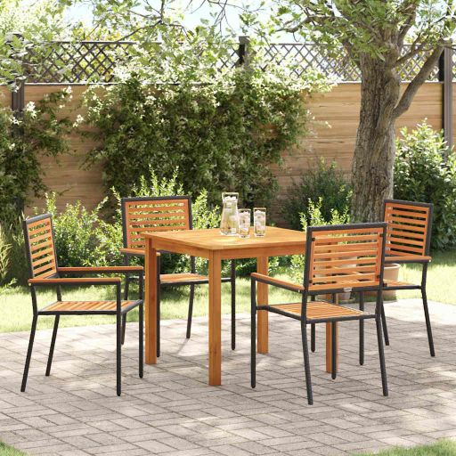 vidaXL Garten Essgruppe 3 pcs Schwarz Massivholz Akazie