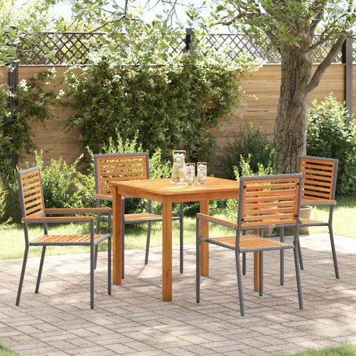vidaXL Garten Essgruppe 3 pcs Schwarz Massivholz Akazie
