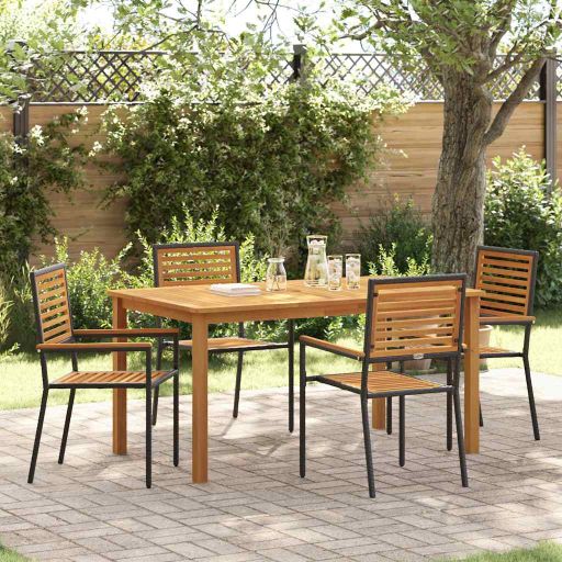 vidaXL Garten Essgruppe 3 pcs Schwarz Massivholz Akazie