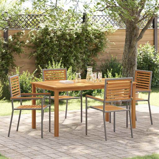 vidaXL Garten Essgruppe 3 pcs Schwarz Massivholz Akazie