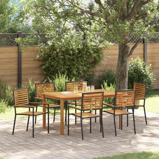 vidaXL Garten Essgruppe 3 pcs Schwarz Massivholz Akazie