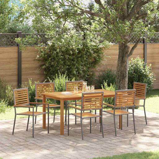 vidaXL Garten Essgruppe 3 pcs Schwarz Massivholz Akazie