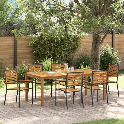 vidaXL Garten Essgruppe 3 pcs Schwarz Massivholz Akazie