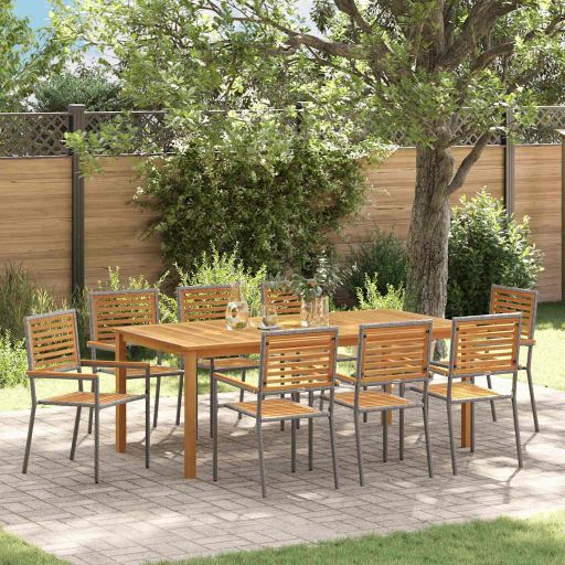 vidaXL Garten Essgruppe 3 pcs Schwarz Massivholz Akazie