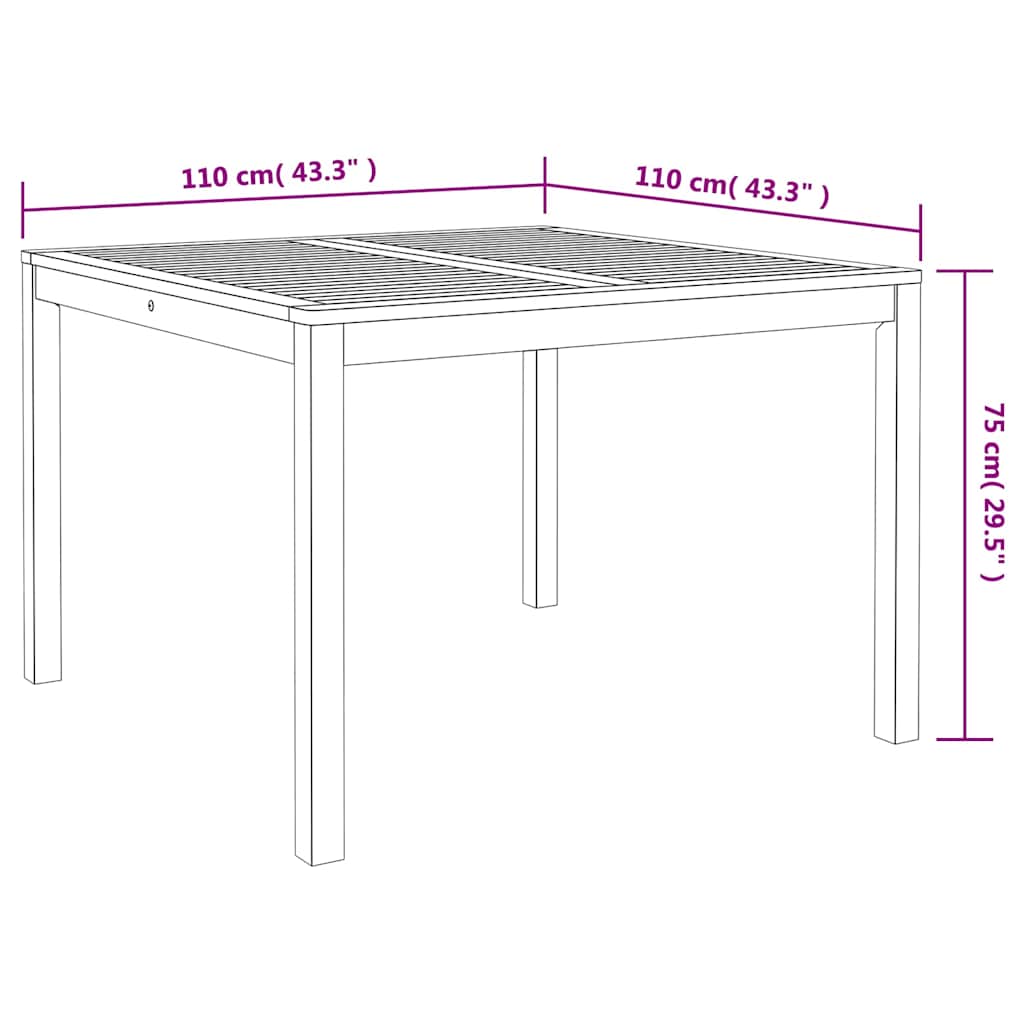 vidaXL Garten Essgruppe 3 pcs Schwarz Massivholz Akazie