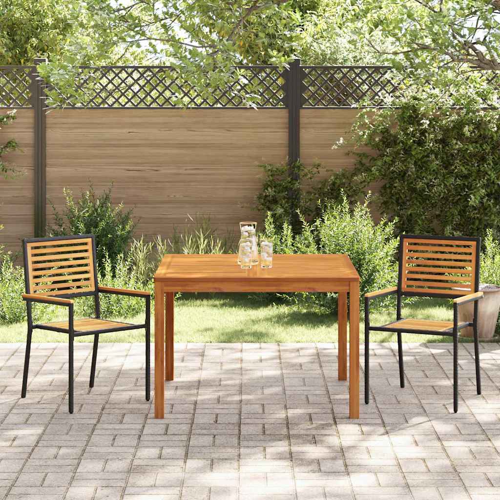 vidaXL Garten Essgruppe 3 pcs Schwarz Massivholz Akazie