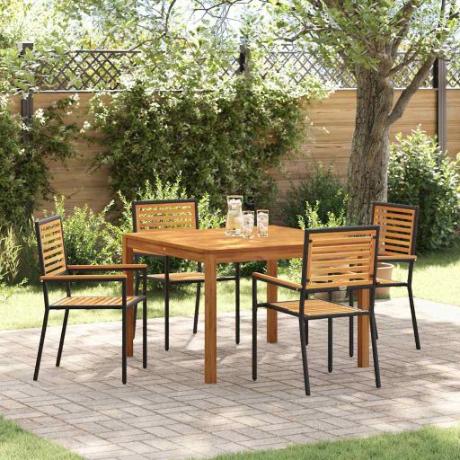 vidaXL Garten Essgruppe 3 pcs Schwarz Massivholz Akazie