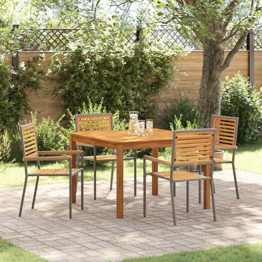 vidaXL Garten Essgruppe 3 pcs Schwarz Massivholz Akazie