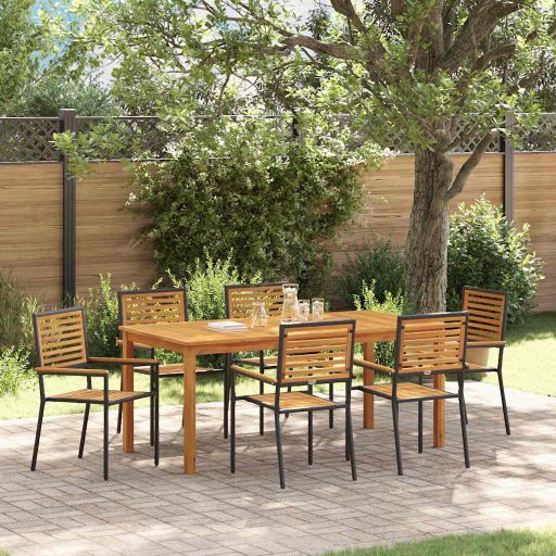 vidaXL Garten Essgruppe 3 pcs Schwarz Massivholz Akazie