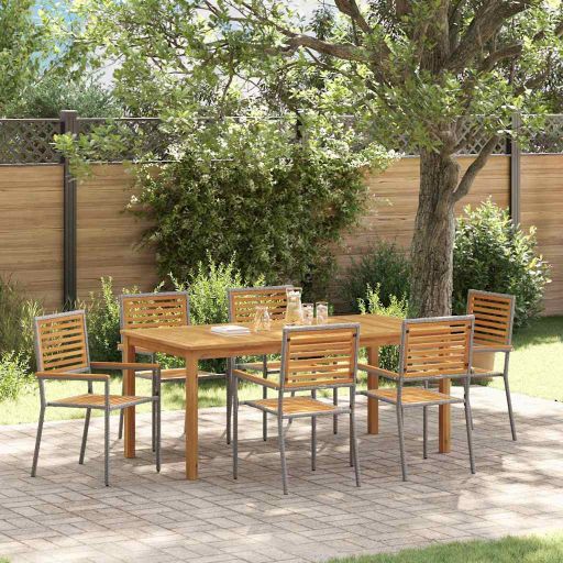vidaXL Garten Essgruppe 3 pcs Schwarz Massivholz Akazie
