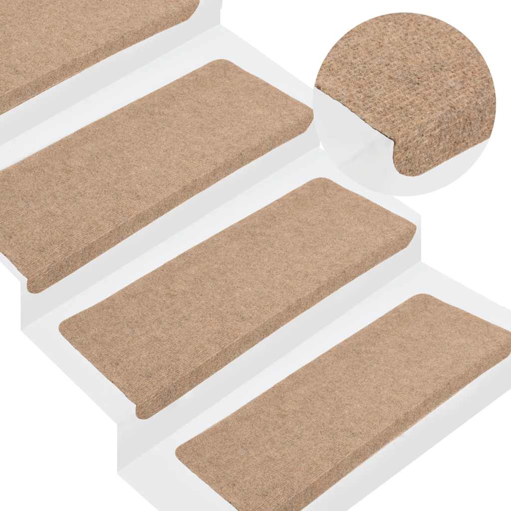 vidaXL Stufenmatten Selbstklebend 15 Stk. 56x17x3 cm Beige