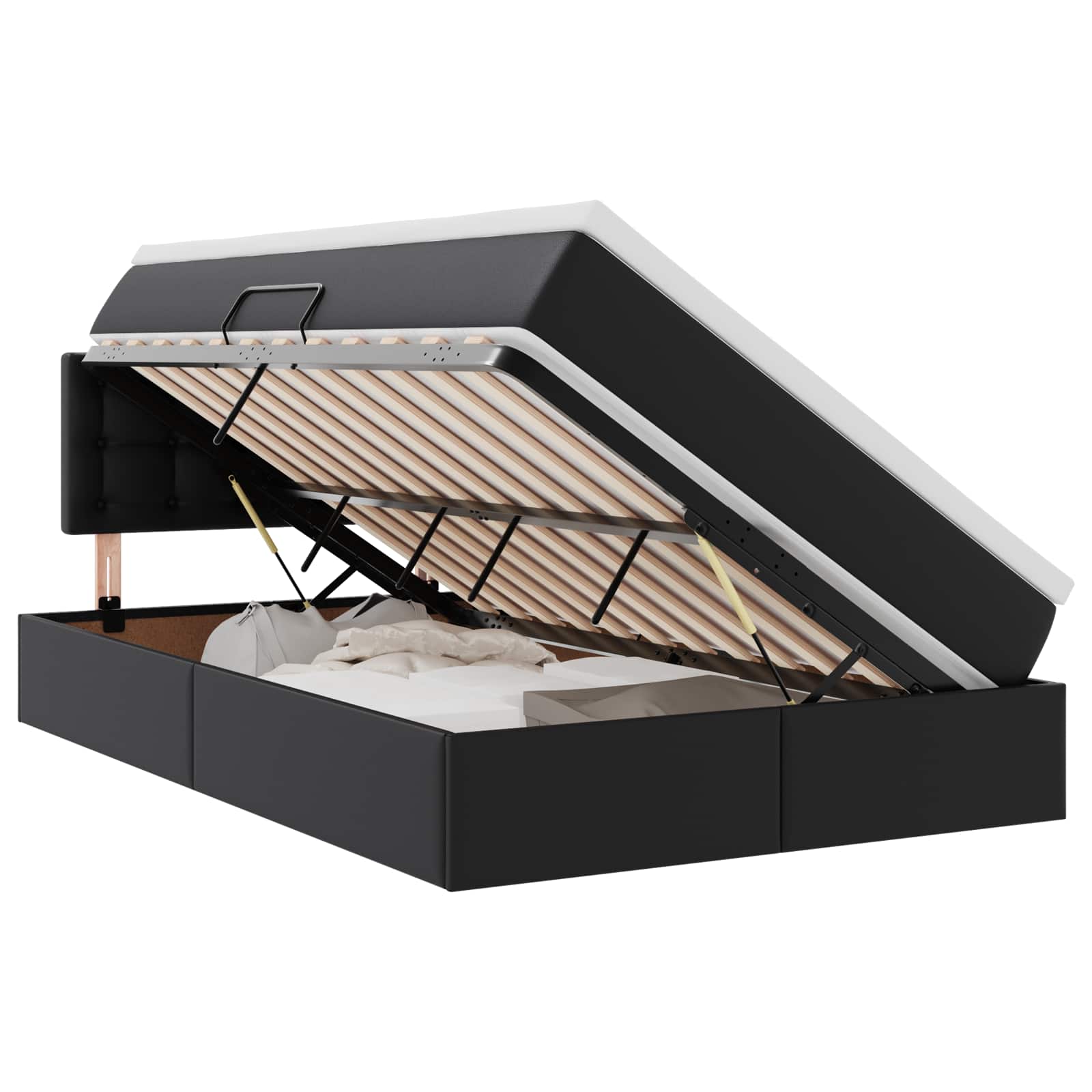 vidaXL Aufbewahrungsbett mit Matratze Schwarz 120 x 190 cm Kunstleder