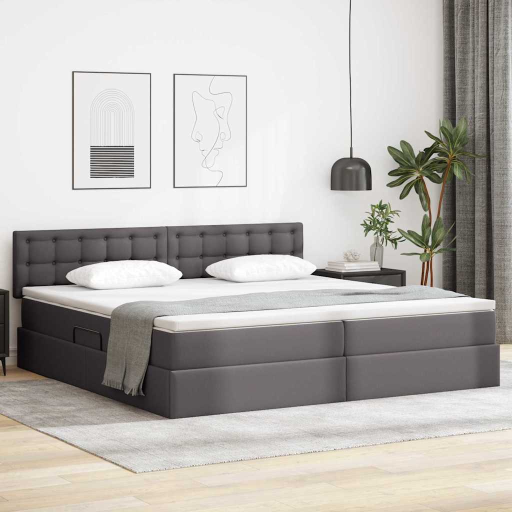 vidaXL Bett mit Matratze mit Kopfteil Schwarz 120 x 190 cm Kunstleder