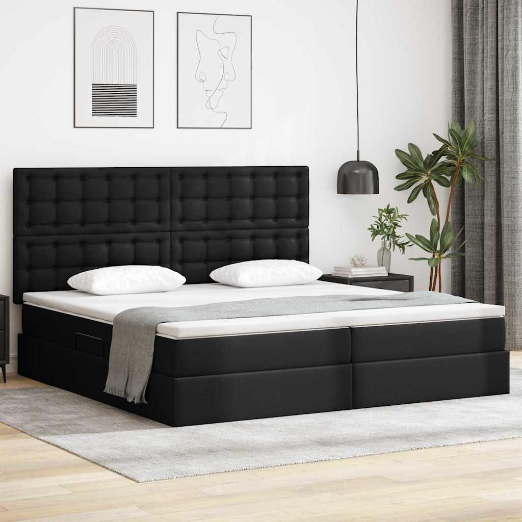 vidaXL Bett mit Matratze mit Kopfteil Schwarz 120 x 190 cm Kunstleder