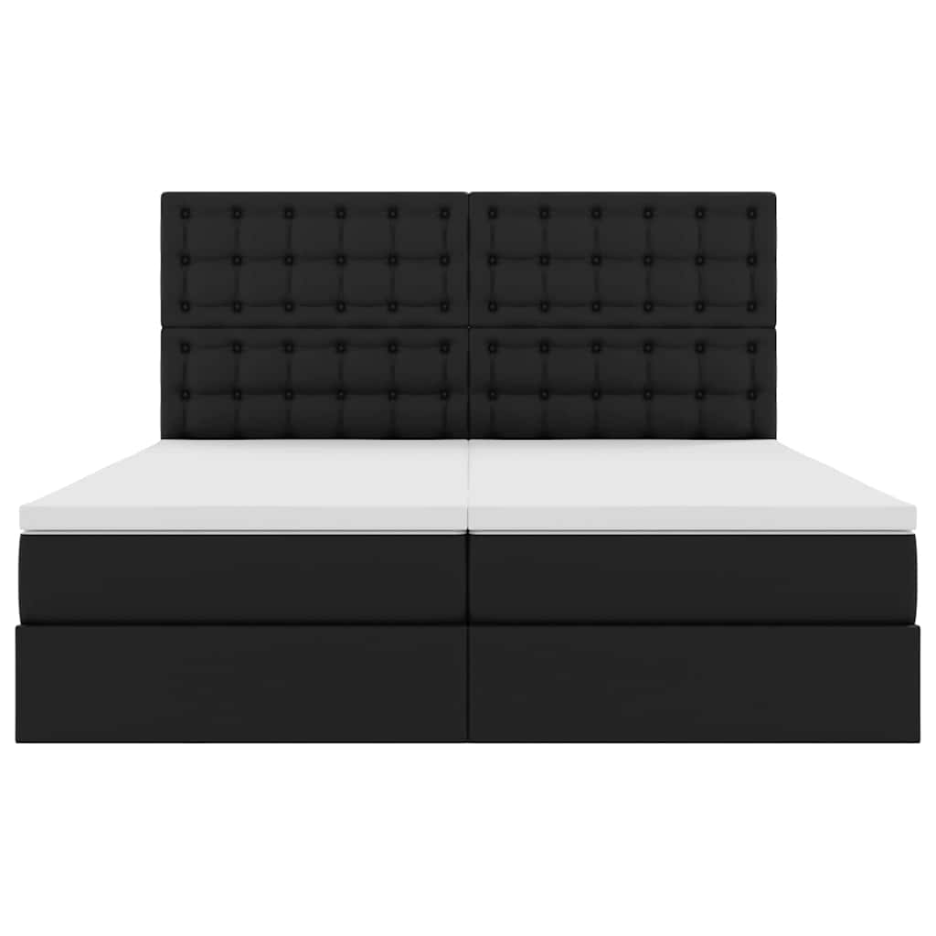 vidaXL Bett mit LED-Lichtleisten mit Kopfteil Schwarz 200 x 200 cm PVC