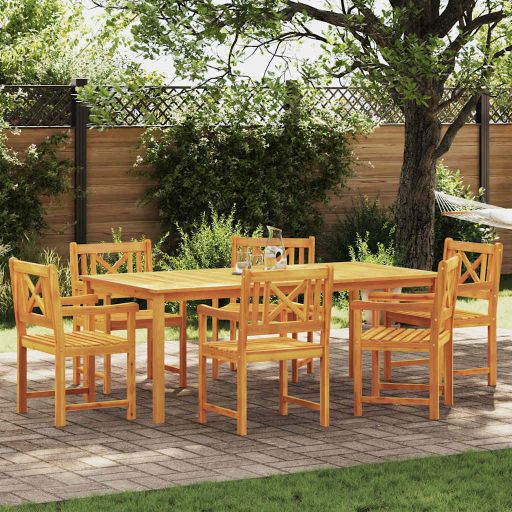 vidaXL Garten Essgruppe 7 pcs Braun Massivholz Akazie