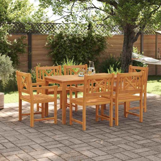 vidaXL Garten Essgruppe 7 pcs Braun Massivholz Akazie