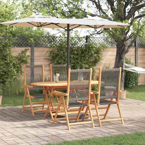 vidaXL Garten Essgruppe 5 pcs Schwarz Massivholz Akazie